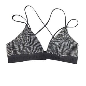 PINK Victoria's Secret Bralette Black White Stripe Crisscross Straps Size Large